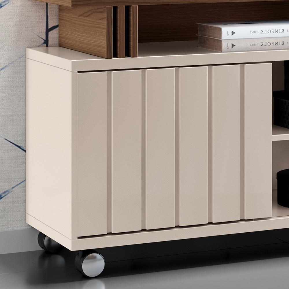 Rack Bancada Briz 1.8 Off White-castanho Para Tv Até 70? - Hb Móveis Off White-castanho - 4