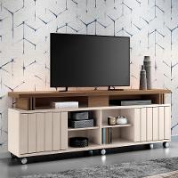 Rack Bancada Briz 1.8 Off White-castanho Para Tv Até 70? - Hb Móveis Off White-castanho - 3