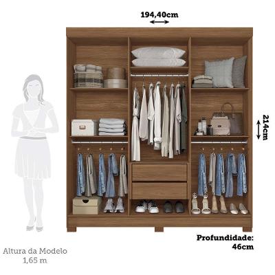 Guarda Roupa Casal Horácio 6 Portas 2 Gavetas Jatoba-areia