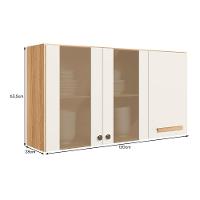 Armário Aéreo Intenza 120cm 3 Portas Freijó-off White Cristal Com Vidro Reflecta - Nicioli Freijó-off White Cristal - 4