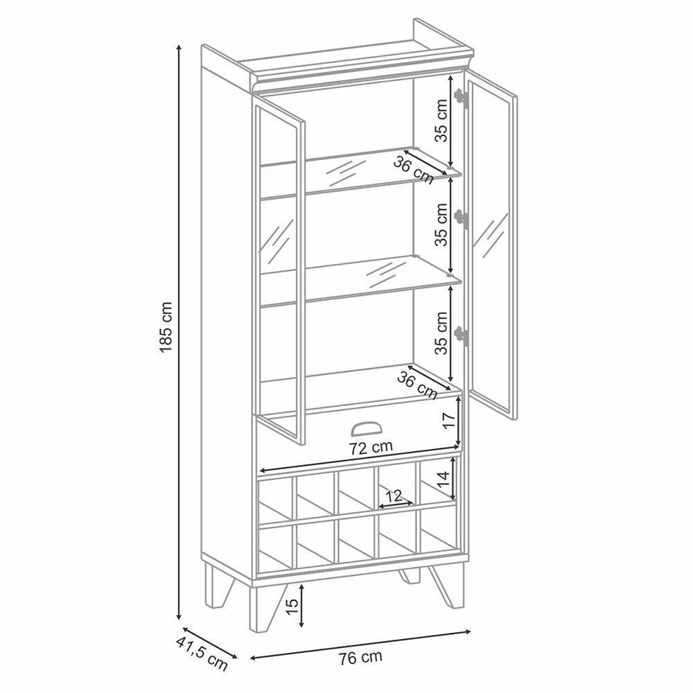 Sala De Jantar Com Cristaleira ópera E Buffet Aparador Melodia Off White-cinamomo - Hb Móveis Off White-cinamomo - 4