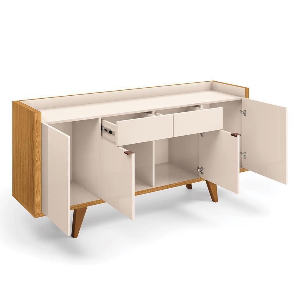 Sala De Jantar Com Cristaleira ópera E Buffet Aparador Melodia Off White-cinamomo - Hb Móveis Off White-cinamomo - 6