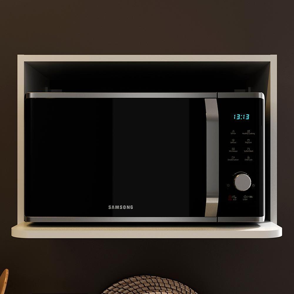 Armario Aereo Nicho Microondas 60 Cm Mdf Cz3319 Branco Tecno Mobili - 3