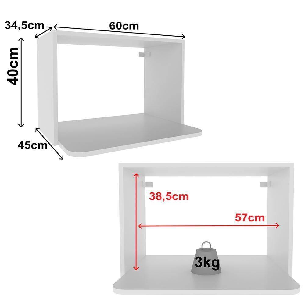 Armario Aereo Nicho Microondas 60 Cm Mdf Cz3319 Branco Tecno Mobili - 4