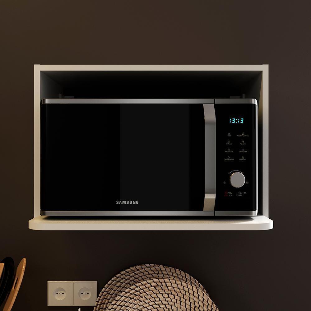 Armario Aereo Nicho Microondas 60 Cm Mdf Cz3319 Branco Tecno Mobili - 6