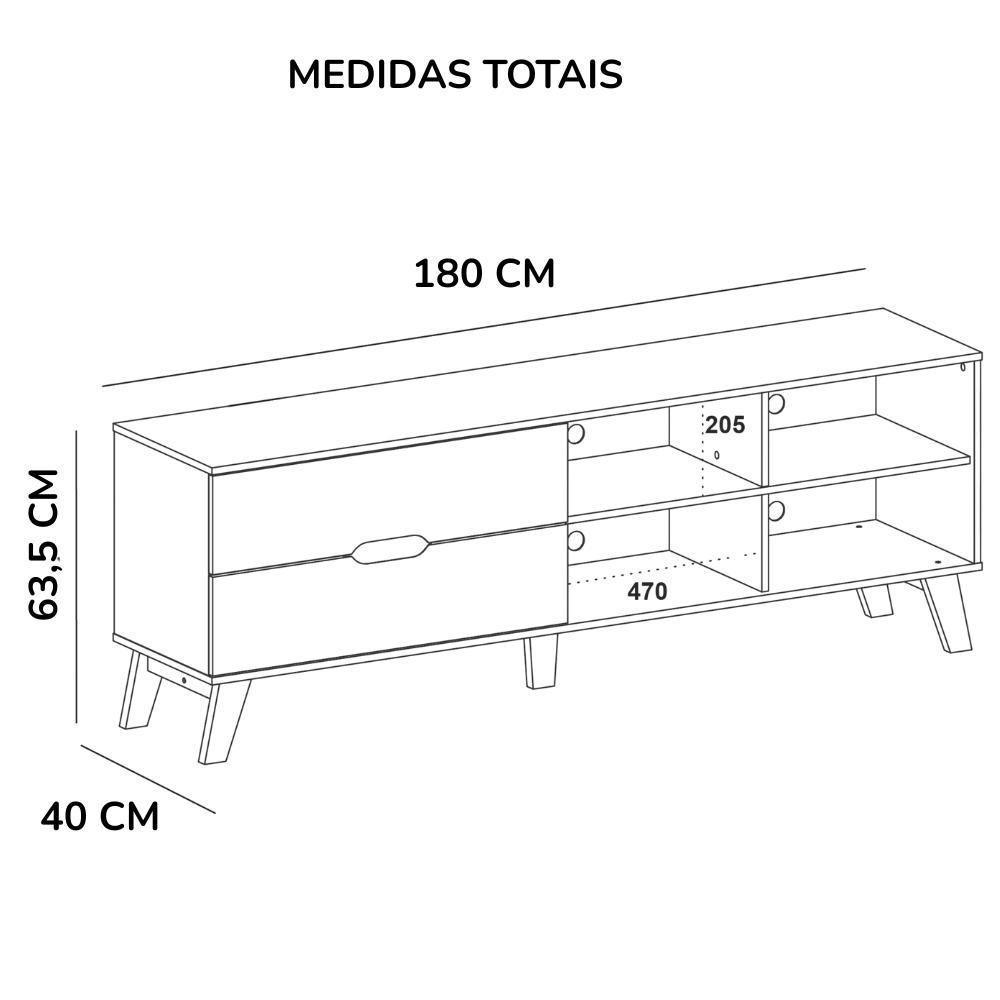 Rack Bancada Tv 75 Pol Mdf 2 Gavetas Arly Off White Pinho Off White Pinho - 3