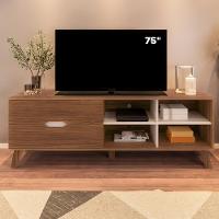 Rack Bancada Tv 75 Pol Mdf 2 Gavetas Arly Off White Pinho Off White Pinho - 2