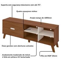 Rack Bancada Tv 75 Pol Mdf 2 Gavetas Arly Off White Pinho Off White Pinho - 5