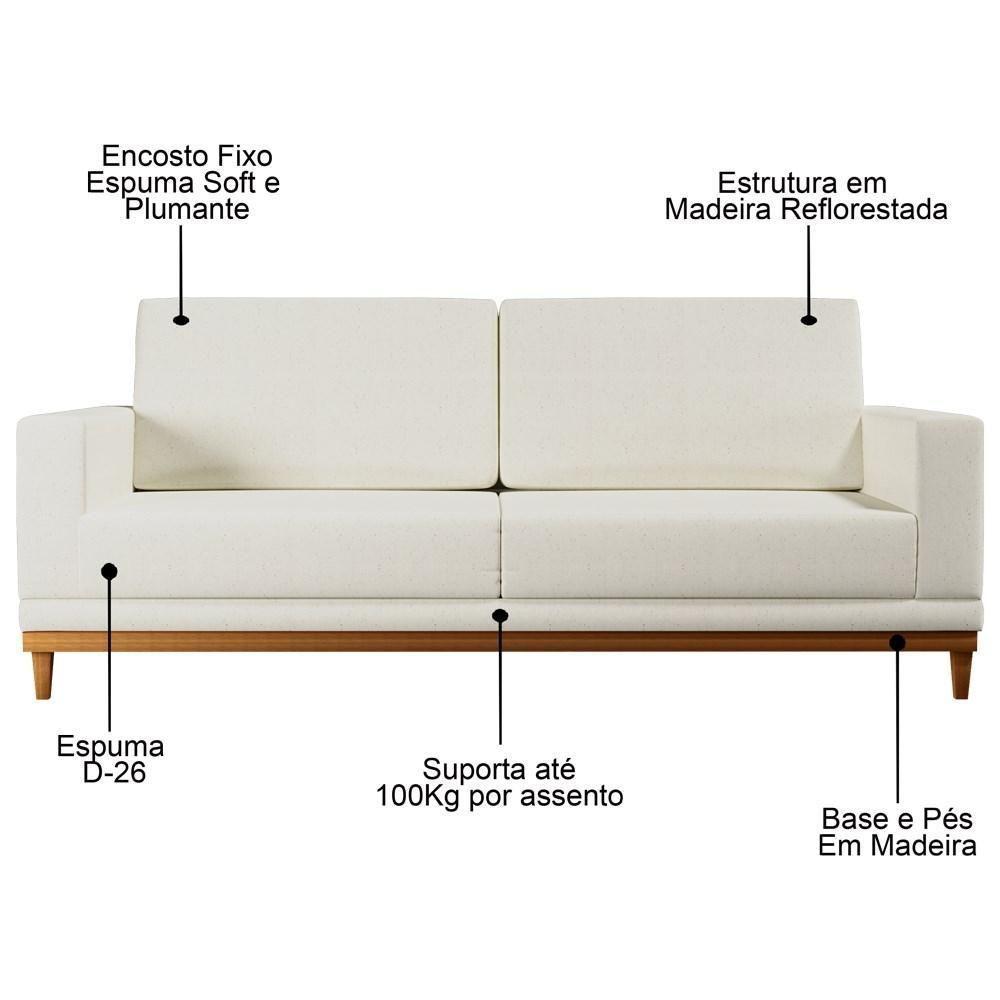 Sofá Living 145cm 2 Lugares Kayrós D05 Linho Cru - Mpozenato - 3