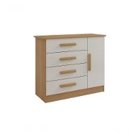 Cômoda Firenze 4 Gavetas 1 Porta C/sapateira - D' Doro Cinamomo/off White - 1