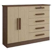 Cômoda New Athos 5 Gavetas Com Sapateira D' Doro Castanho/linho - 1