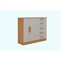 Cômoda New Athos 5 Gavetas Com Sapateira D' Doro Cinamomo/off White - 1