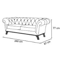Sofá 260cm 4 Lugares Base Madeira Império C-287 Veludo Marinho - Domi