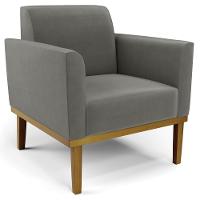 Sofá Namoradeira E 2 Poltronas Base Madeira Castanho Maressa Suede Grafite - Ibiza - 6