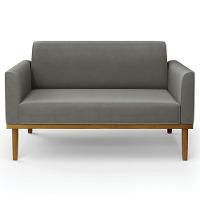 Sofá Namoradeira E 2 Poltronas Base Madeira Castanho Maressa Suede Grafite - Ibiza - 9