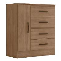 Kit Guarda-roupa Solteiro 4 Portas Com Cômoda Sapateira Lisa Carvalho Oak - 2