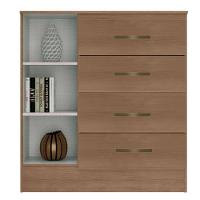 Kit Guarda-roupa Solteiro 4 Portas Com Cômoda Sapateira Lisa Carvalho Oak - 3