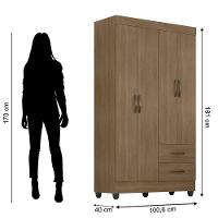 Kit Guarda-roupa Solteiro 4 Portas Com Cômoda Sapateira Lisa Carvalho Oak - 8