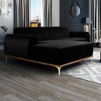 Sofá 265cm 4 Lugares Com Chaise Esquerdo Pés Gold Molino C-300 Veludo Preto - Domi - 2