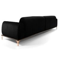 Sofá 265cm 4 Lugares Com Chaise Esquerdo Pés Gold Molino C-300 Veludo Preto - Domi - 5