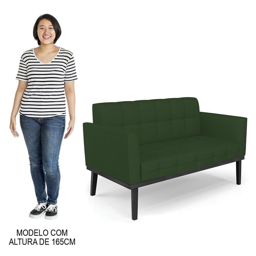 Sofá Namoradeira E 1 Poltrona Base Madeira Preto Ana Veludo Luxo Verde - Ibiza - 5