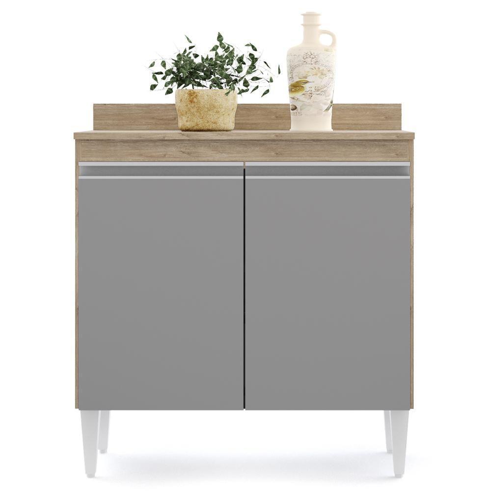 Armário De Cozinha Modulado De Canto 6 Peças Cp29 Balcão Com Tampo Castanho/cinza - Lumil - 3