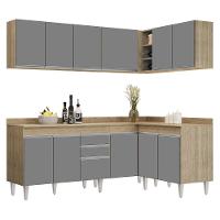 Armário De Cozinha Modulado De Canto 6 Peças Cp29 Balcão Com Tampo Castanho/cinza - Lumil - 1