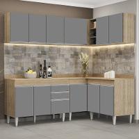 Armário De Cozinha Modulado De Canto 6 Peças Cp29 Balcão Com Tampo Castanho/cinza - Lumil - 5
