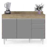 Armário De Cozinha Modulado De Canto 6 Peças Cp29 Balcão Com Tampo Castanho/cinza - Lumil - 9