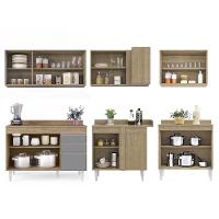 Armário De Cozinha Modulado De Canto 6 Peças Cp29 Balcão Com Tampo Castanho/cinza - Lumil - 10