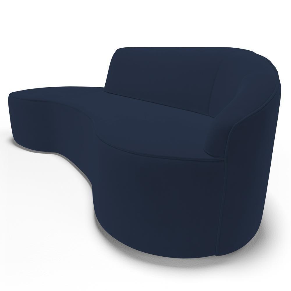 Sofá Living 2 Lugares 180cm Braço Direito Mozart D06 Veludo Azul - Mpozenato - 7