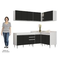 Armário De Cozinha Modulado De Canto 6 Peças Cp28 Balcão Sem Tampo Branco/preto - Lumil - 5