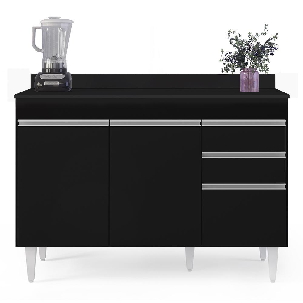 Armário De Cozinha Modulado De Canto 6 Peças Cp29 Balcão Com Tampo Preto - Lumil - 7