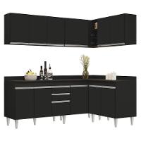 Armário De Cozinha Modulado De Canto 6 Peças Cp29 Balcão Com Tampo Preto - Lumil - 1