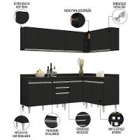 Armário De Cozinha Modulado De Canto 6 Peças Cp29 Balcão Com Tampo Preto - Lumil - 3