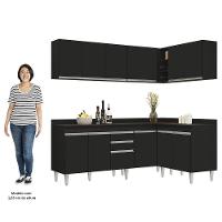 Armário De Cozinha Modulado De Canto 6 Peças Cp29 Balcão Com Tampo Preto - Lumil - 5