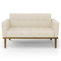 Sofá Namoradeira E 2 Poltronas Base Madeira Castanho Ana Linho Bege - Ibiza - 8