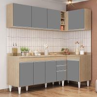 Armário De Cozinha Modulado De Canto Esquerdo 4 Peças Cp50 Balcão Com Tampo Castanho/cinza - Lumil - 2