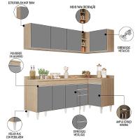 Armário De Cozinha Modulado De Canto Esquerdo 4 Peças Cp50 Balcão Com Tampo Castanho/cinza - Lumil - 3