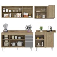 Armário De Cozinha Modulado De Canto Esquerdo 4 Peças Cp50 Balcão Com Tampo Castanho/cinza - Lumil - 6