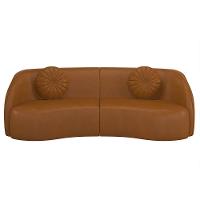 Sofá Decorativo 4 Lugares 318cm Com Almofadas E Poltrona Zion M22 Sintético Caramelo - Mpozenato - 5