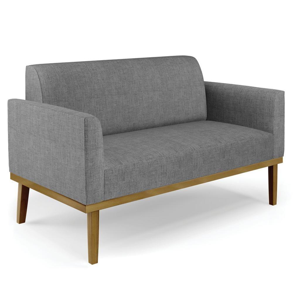 Sofá Namoradeira Base Madeira Castanho Maressa Linho Grafite - Ibiza - 1