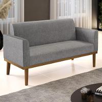 Sofá Namoradeira Base Madeira Castanho Maressa Linho Grafite - Ibiza - 2