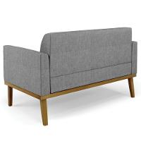 Sofá Namoradeira Base Madeira Castanho Maressa Linho Grafite - Ibiza - 5