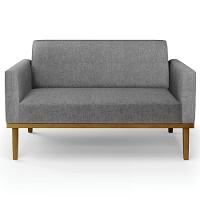 Sofá Namoradeira Base Madeira Castanho Maressa Linho Grafite - Ibiza - 7