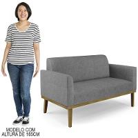 Sofá Namoradeira Base Madeira Castanho Maressa Linho Grafite - Ibiza - 8