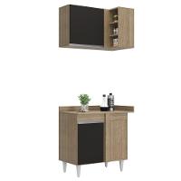 Armário De Cozinha Modulado De Canto Esquerdo 5 Peças Cp53 Balcão Com Tampo Castanho/preto - Lumil - 10