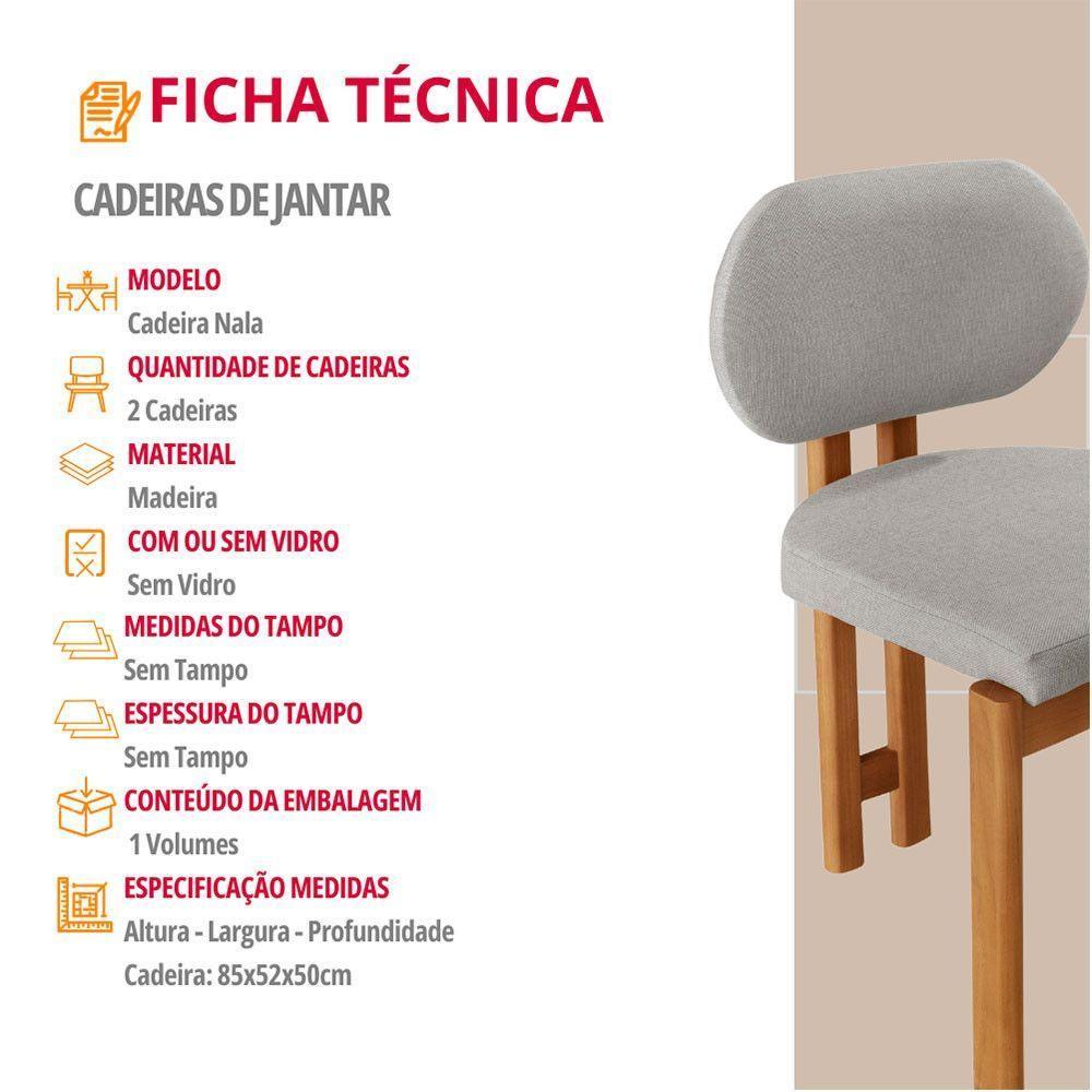 Conjunto Com 2 Cadeiras Madeira Nala Luna / Imbuia Nat. - 4