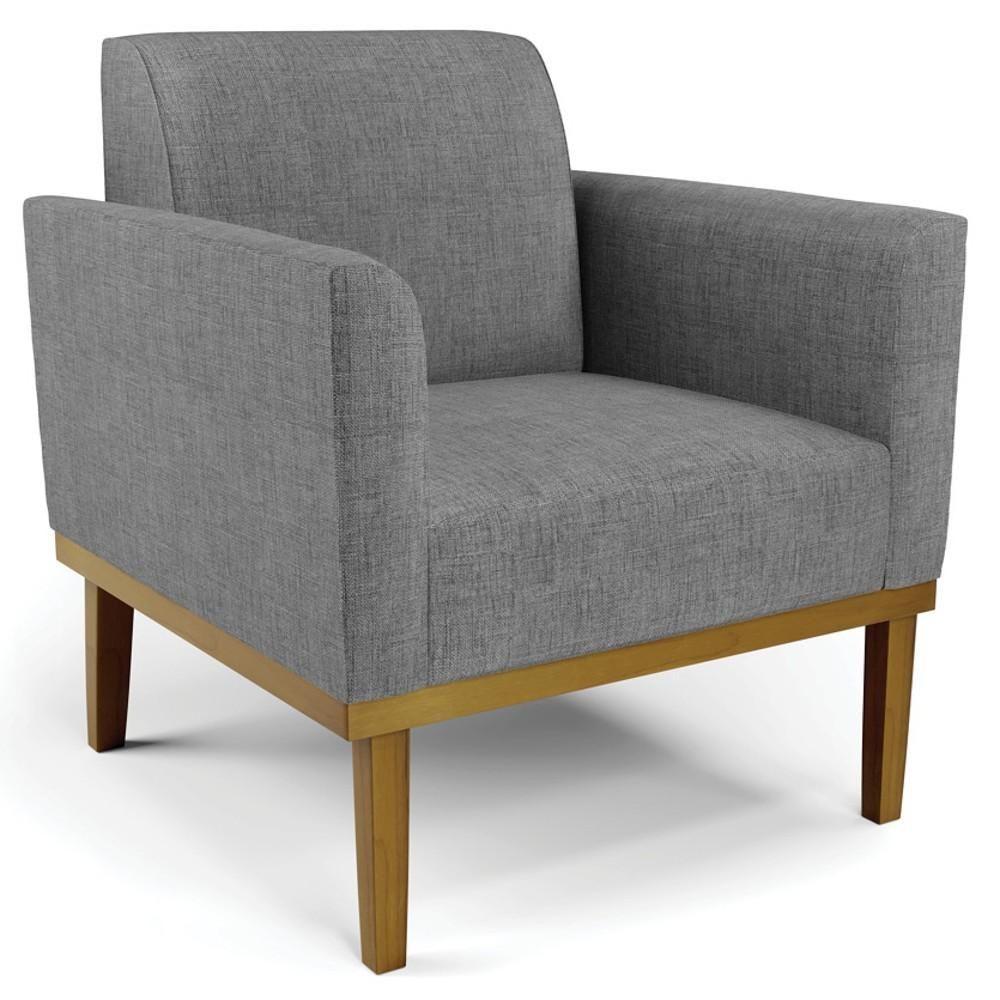 Sofá Namoradeira E 1 Poltrona Base Madeira Castanho Maressa Linho Grafite - Ibiza - 6