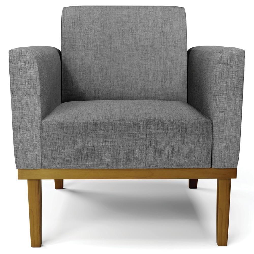 Sofá Namoradeira E 1 Poltrona Base Madeira Castanho Maressa Linho Grafite - Ibiza - 8